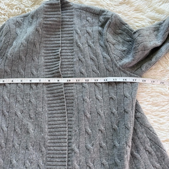 Ralph Lauren 100% Cashmere Grey Cable Knit Open Cardigan Size Medium - Picture 6 of 10